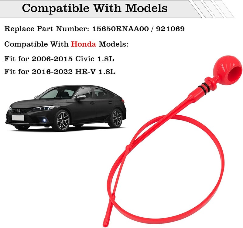 FBLOWMOD 15650RNAA00 Engine Oil Dipstick Indicator, Compatible with Honda 2006-2015 Civic 1.8L 2016-2022 HR-V 1.8L Engine Oil Fluid Level Dip Stick Replace 921069 - Image 2